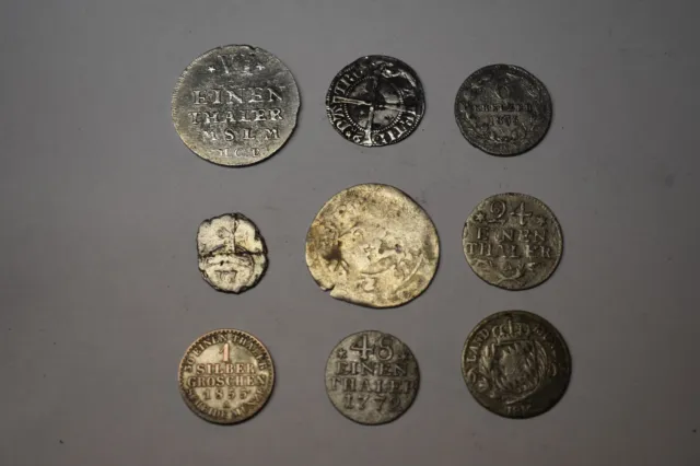 Konvolut/Lot Alte Silbermünzen,9 Stück,Altdeutschland,Sammlung,Dachbodenfund