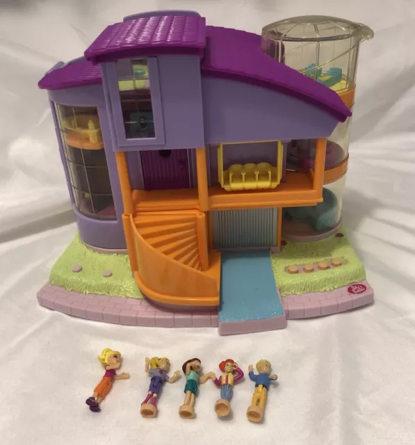 Vintage Polly Pocket Magic Movin Ultimate Clubhouse and 5 Polly Figure Dolls