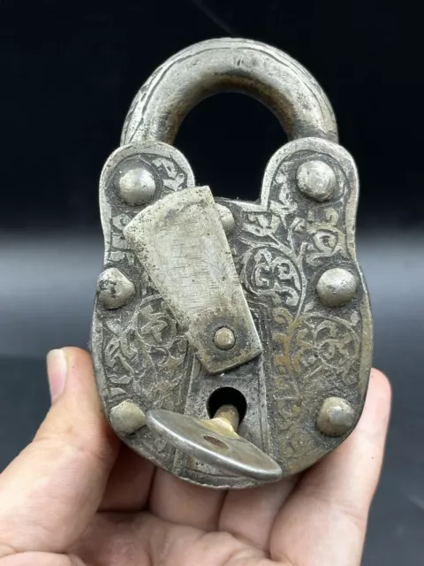 17th century Ancient near eastern Safavid Islamic iron lock With Inscription