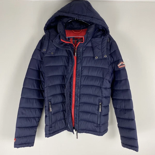 Superdry Fuji Jacket Mens Double Zip Coat Navy Blue MEDIUM RRP£90