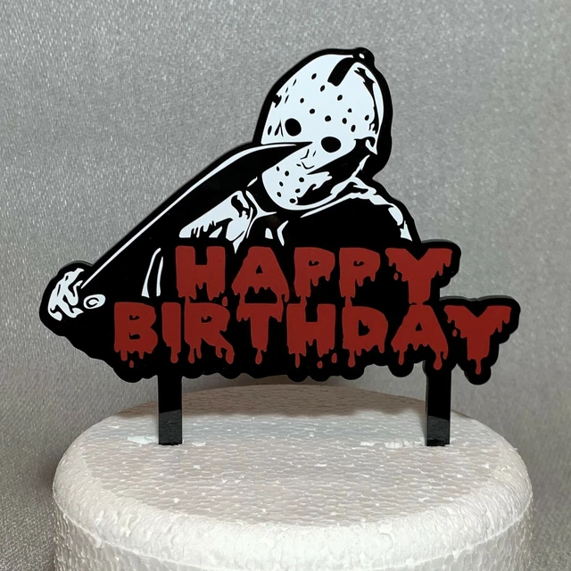 FRIDAY THE 13TH, Jason Voorhees inspired Happy Birthday Cake Topper £12