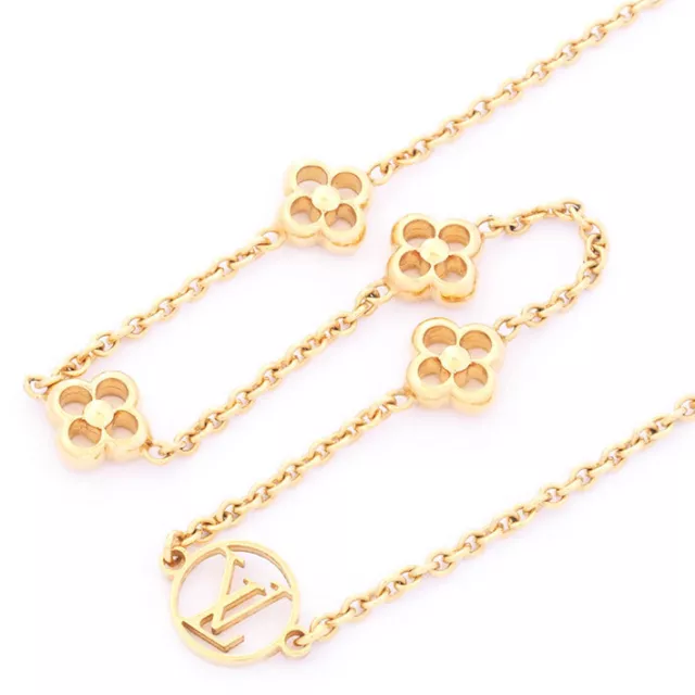 LOUIS VUITTON M68125 monogram logo Flower full Necklace Gold Plated Gold