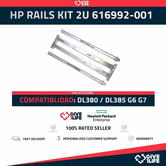 Hp Dl380 G6 G7 – Dl385 G6 G7 – Kit De Rails 2U P.n: 616992-001