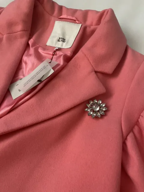 Splendido cappotto intelligente rosa per ragazze River Island età 9 anni nuovo con etichette prezzo disponibile £45 morbido 3