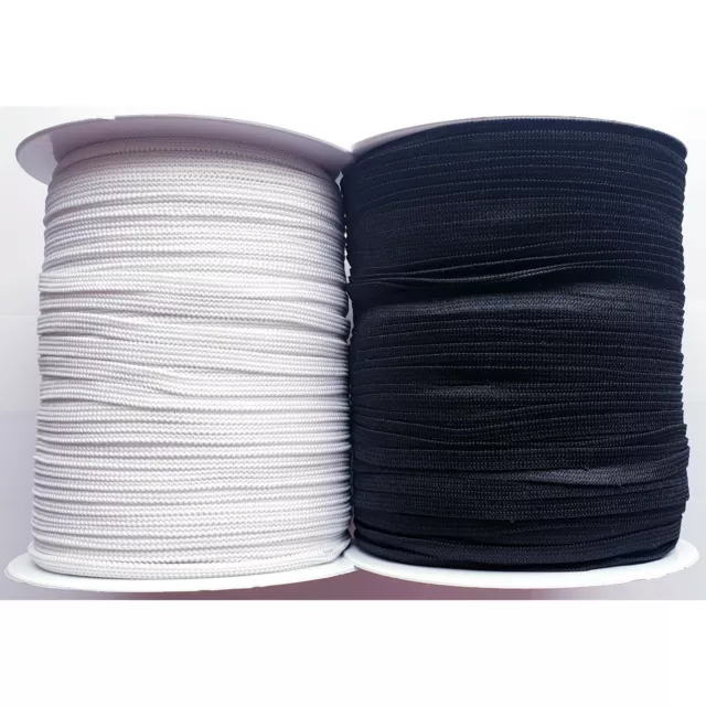 6mm 1/4" Knitted Flat Elastic - Black Or White Sewing Face Masks 5/10 Metres