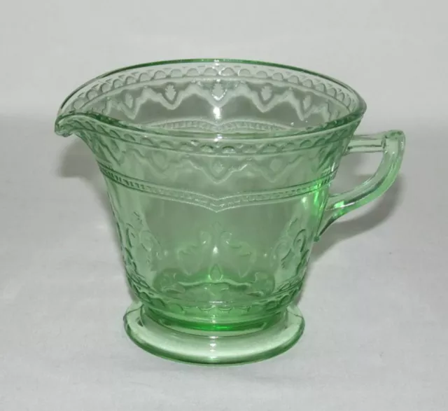 Federal Glass PATRICIAN "Spoke" Green Footed Creamer