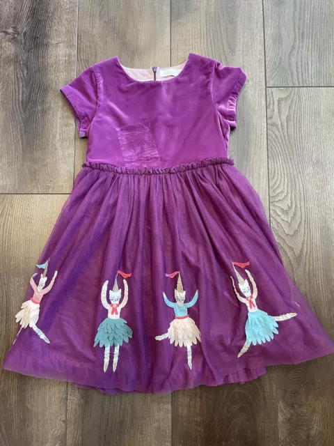 Mini Boden Purple Velvet Ballerina Cat Tulle Dress Girls Size 8-9