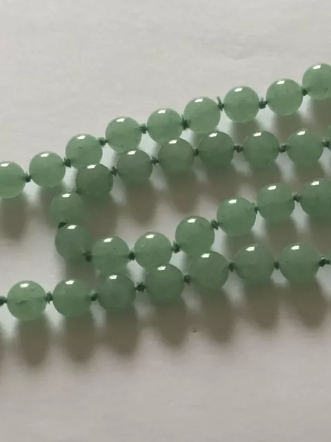 Vintage Jade Bead 36” Necklace 9ct Gold Clasp Individually Knotted 73g 3