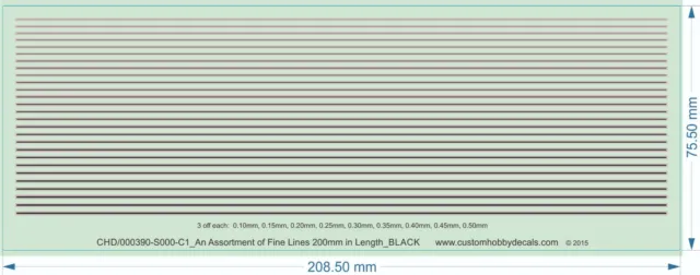 Pinstriping - THIN - Lines 200mm in Length - Various Colours - Water Decal