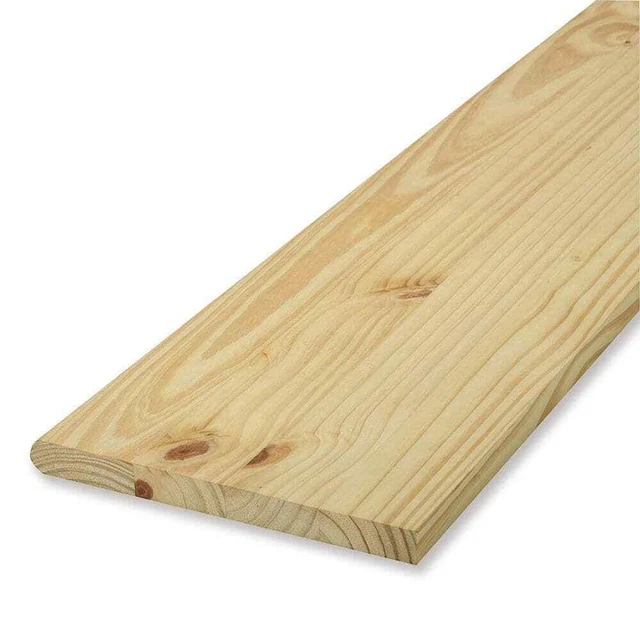 48 in. x 11-1/2 in. Banda de rodadura de escalera pegada de borde de pino liso