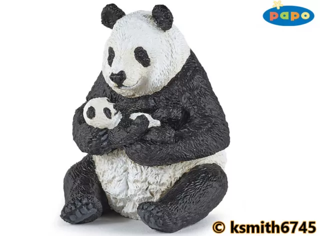 Papo SITTING PANDA & BABY solid plastic toy wild zoo Asian animal * NEW *💥