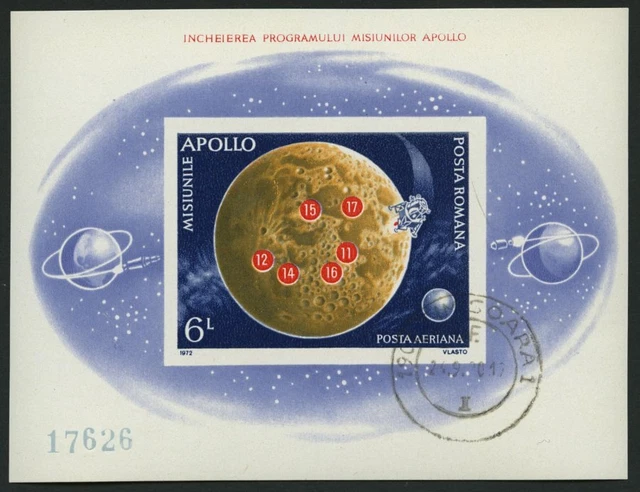 RUMÄNIEN Bl. 103 o, 1972, Bl. Apolloprogramm, Pracht, Mi. 80.-