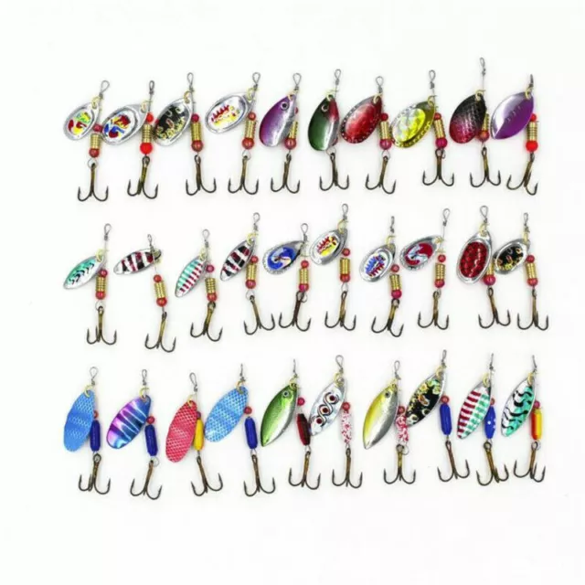 30X/Set Metal Mixed Spinner Fishing Lure Pike-Salmon Baits Bass Trout Fish Hook 3