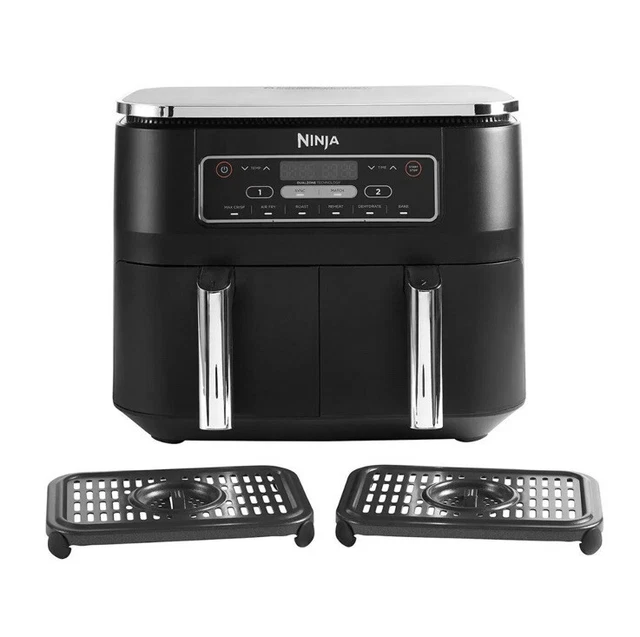 BYKITCHEN 2 pezzi fodera in silicone per friggitrice ad aria per Ninja Dual, accessori per friggitrice ad aria per AF300UK AF400UK, cestino riutilizzabile in silicone per Ninja