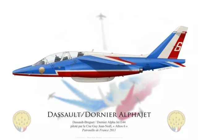 Print Dassault Alpha Jet, Patrouille de France, "Athos 6", 2011 (par G. Marie)