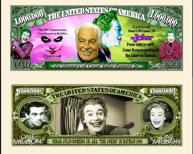 LE JOKER BILLET MILLION DOLLAR US / CESAR ROMERO serie Batman Super Hero Comics