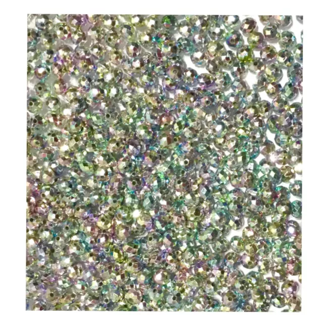 200x AB Regenbogen Silber Facettiert Semi Rondelle 6 mm Acryl Perlen