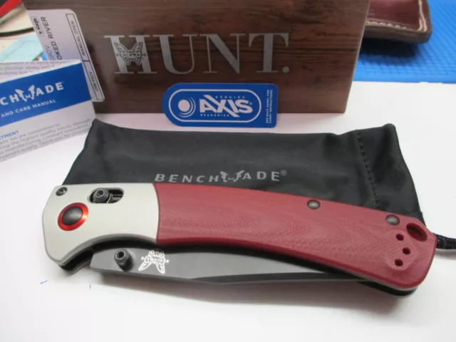 New Custom Benchmade Crooked River (full size) CPM-S90V (red G-10 scales)