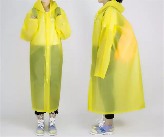 Long Sleeves Poncho Raincoat Rain Water Festival Camping Hooded for Unisex LA
