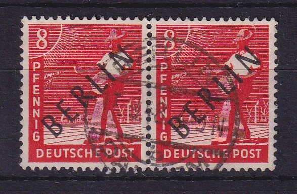 Berlin 1948 Schwarzaufdruck 8 Pf  Mi-Nr. 3 waag. Paar gestempelt