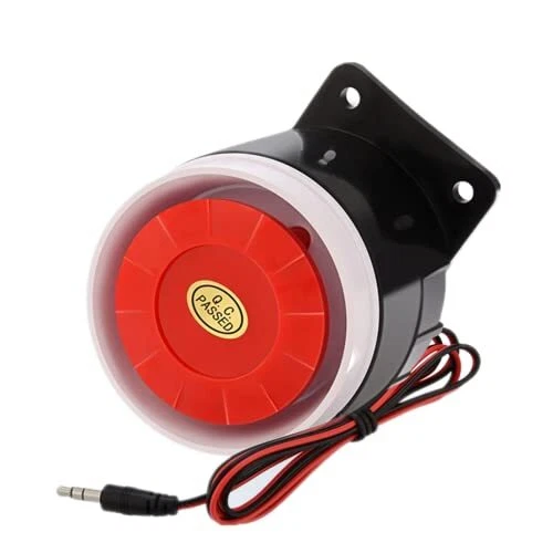 Klaxon Sirène Alarme, 120dB DC 12V Mini Filaire Rouge Klaxon Sirène Système D'al