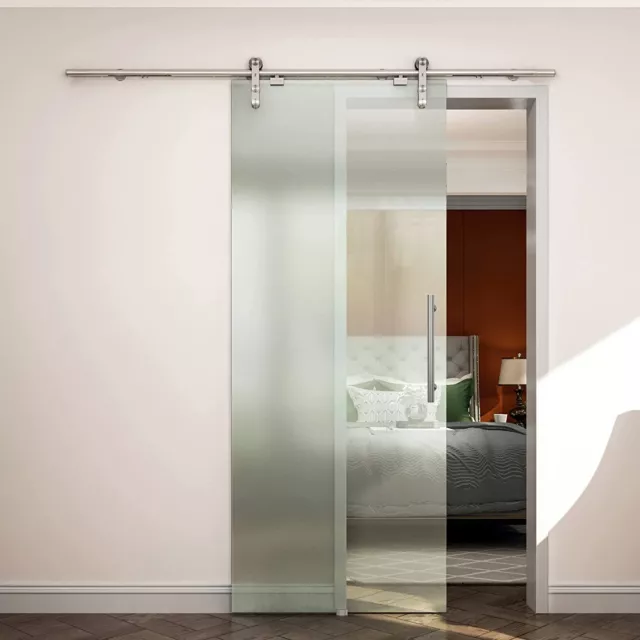 Two Sides Soft Close Mechanism Glass Sliding Door Track Kit with One Side Handle