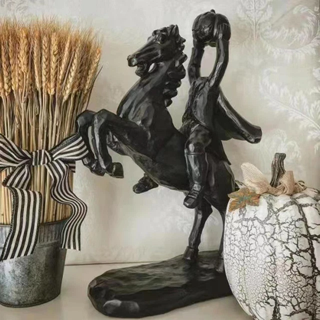 Headless Horseman Statue Resin Figurine Horror Halloween Decoration Pumpkin