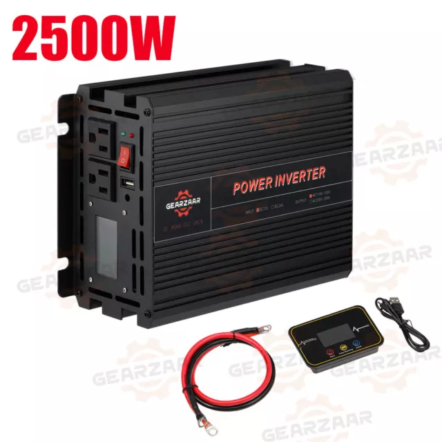 Gearzaar 2500W 5000Watt Power Inverter Pure Sine Wave 12V DC to 120V AC LCD RV C