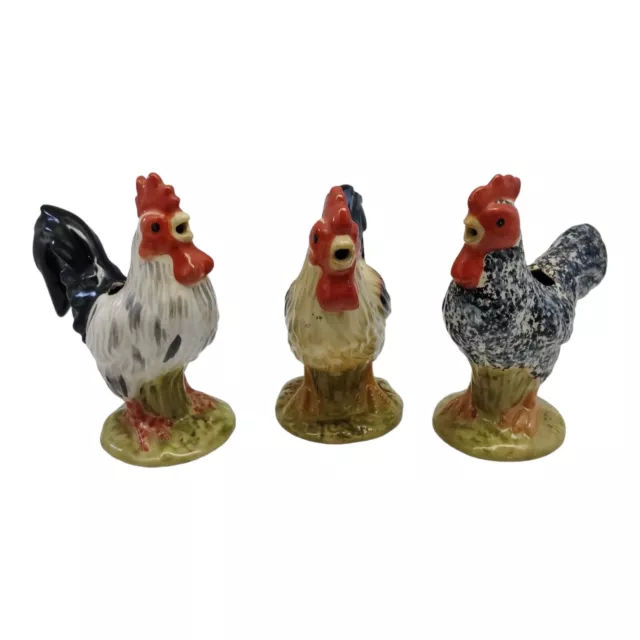 3 x Isabelle de Borchgrave Small Rooster Figurine Creamer READ