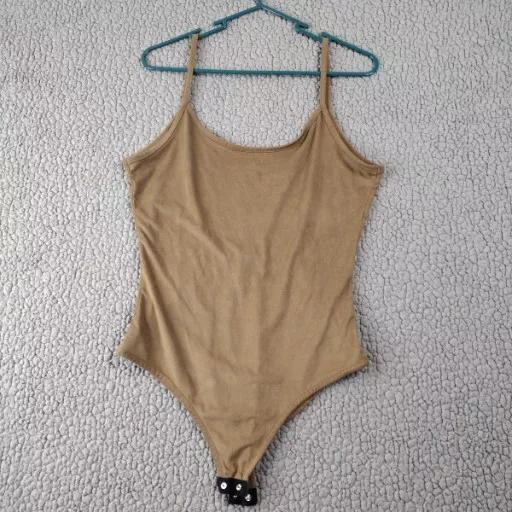 Forever 21 Bodysuit Women's Large Brown Thin Strap Stretch Backless