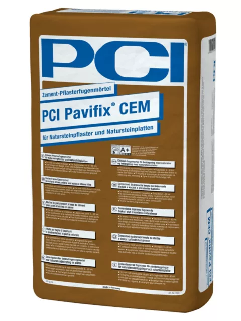PCI Pavifix CEM 25 kg mortero para juntas de adoquín piedra natural piedra de hormigón mortero para juntas