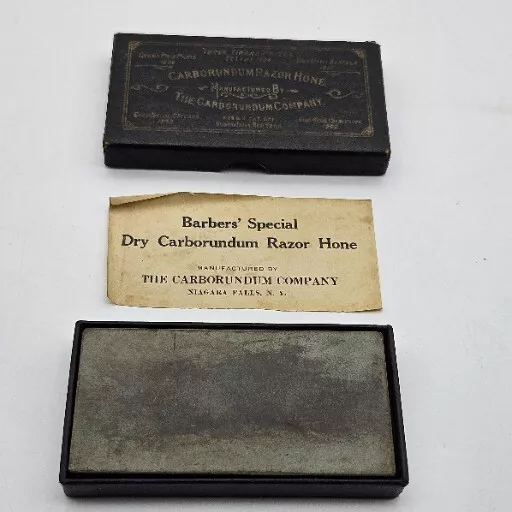 Vtg 1903 CARBORUNDUM RAZOR HONE Carborundum Co Niagara Falls, NY In ORIGINAL BOX