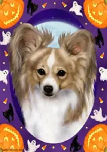 Halloween Garden Flag - Lemon and White Papillon 124431