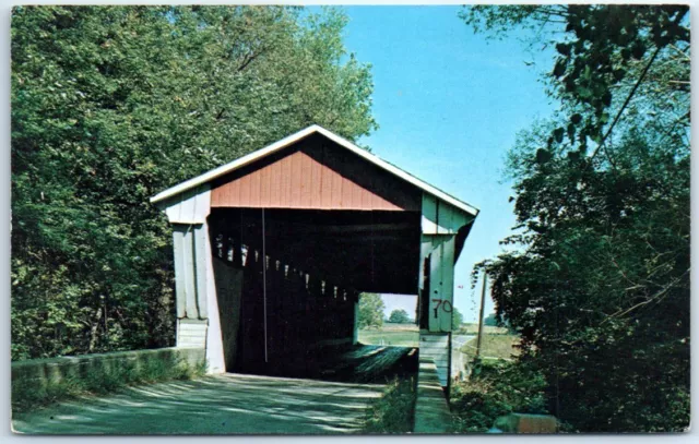 Postcard - Coburn Bridge Located at Spencerville, DeKalb County Indiana