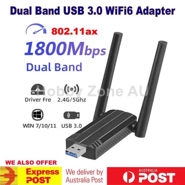 1800Mbps WiFi6 Dual Band USB3.0 Wireless Adapter 2.4G 5G Dual Antenna Dongle