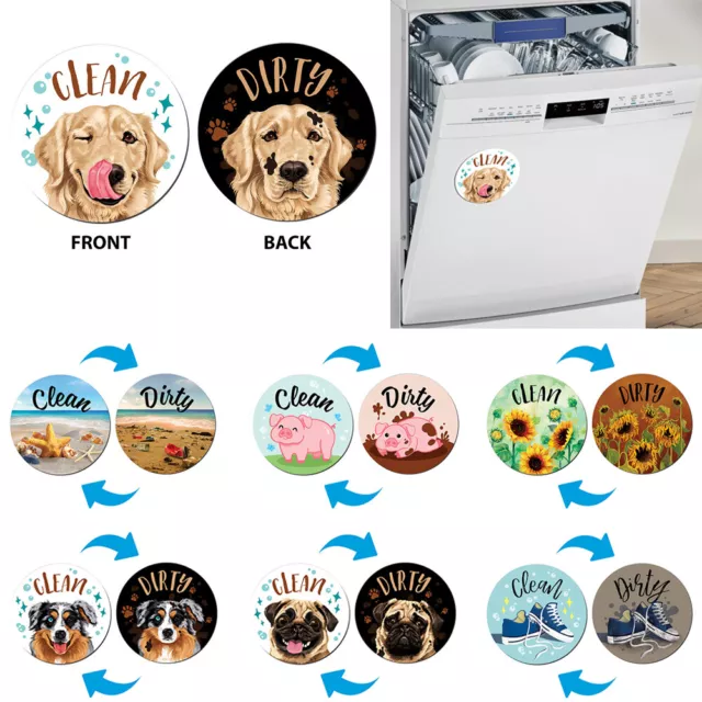 Funny Flip Double Sided Dishwasher Clean Dirty Magnet Sign Waterproof Reversible