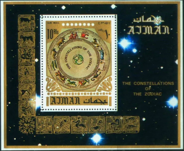 AJMAN 1971 Zodiac Signs, Astronomy,Constellation,Space,S/S MNH