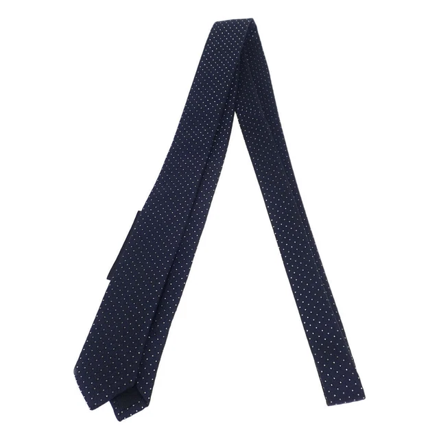 Yves Saint Laurent polka dot tie 100% silk navy silver Used