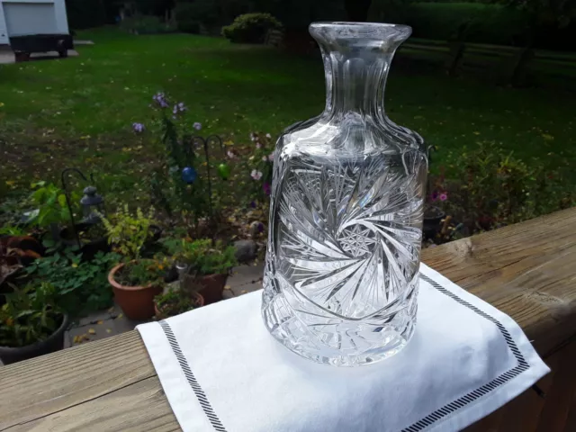 Pinwheel Crystal Whiskey Scotch Decanter No Stopper Brandy Cognac Gin Barware