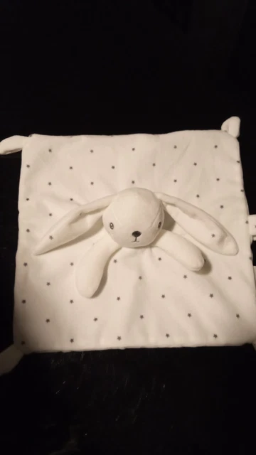Doudou Lapin Simba Toys Kiabi plat Blanc étoiles grises