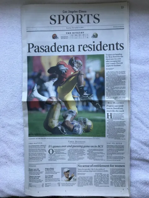 Los Angeles Times Sports Page-November 2, 2007 UCLA vs USC Football