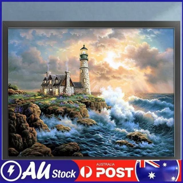 Full Cross Stitch 11CT Seaside Lighthouse Counted Embroidery DIY Needlework Kits