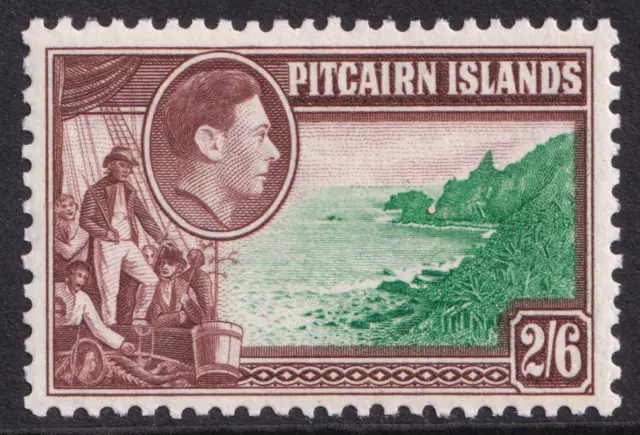 Pitcairn Islands KGVI 1940-51 2s6d Green Brown HMS Bounty SG8 Mint MH