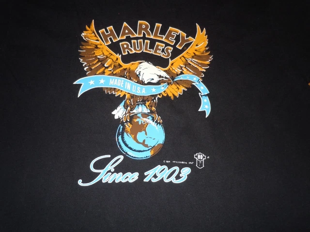 Harley Davidson Motorcycles Shirt Mens Large Black Vtg 80 S