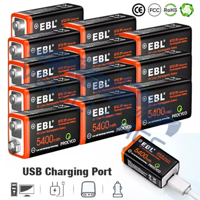 Kit Batterie rechargeable USB 9V 5400mWh (4ps)