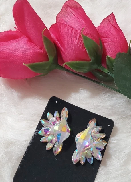 Ballroom Dance Jewelry Earrings Crystal AB Clip on Ballroom Dance Jewelry