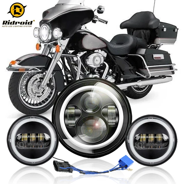 7"inch LED DRL Headlight + Passing Lamps For Harley Davidson Touring Road King