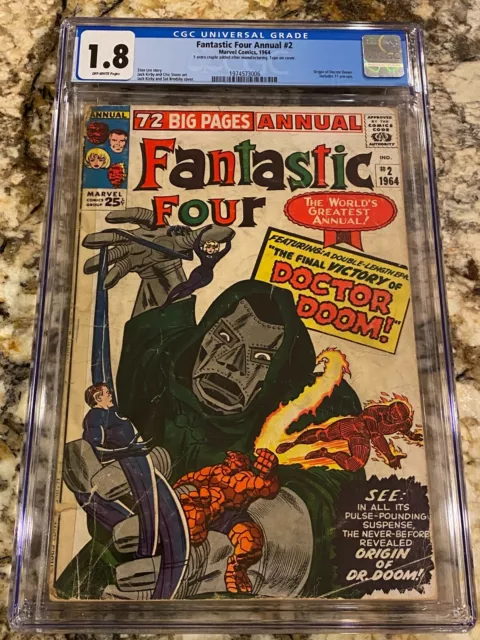 Fantastic Four Annual #2 Cgc 1.8 Off White Pages Origin Dr. Doom Hot Marvel Key