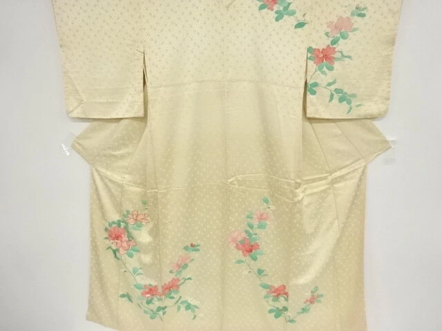 43400# Japanese Kimono / Antique Kimono / Embroidery / Floral Plants