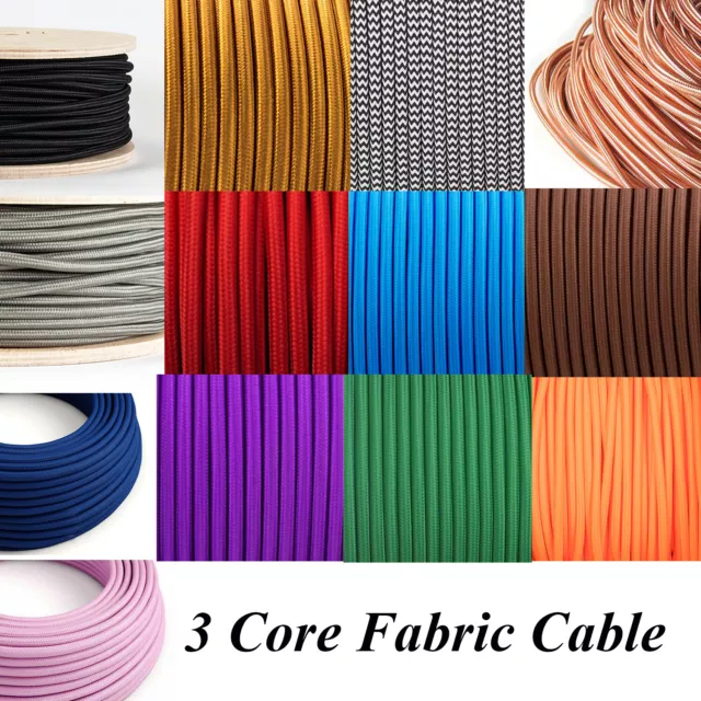 3 Core Fabric Round Electric Cable Vintage Lighting Wire Braided Wires Flex